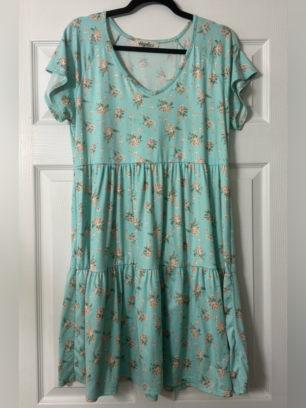 Haptics: Aqua Floral Tiered Mini Dress